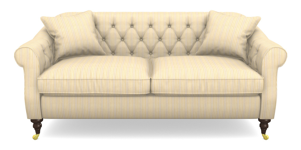 Product photograph of Abbotsbury 3 Seater Sofa In Cloth 22 - Racing Stripes Ayr - Lemon from Sofas and Stuff Limited