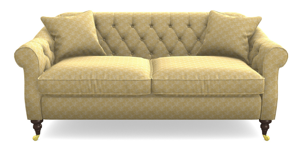Product photograph of Abbotsbury 3 Seater Sofa In Cloth 21 - Decorative Leaf - Canary from Sofas and Stuff Limited