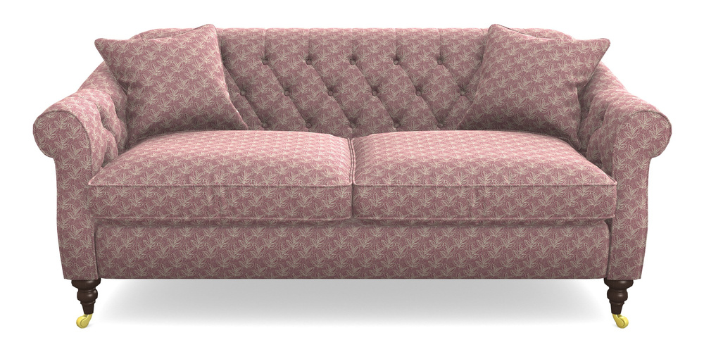 Product photograph of Abbotsbury 3 Seater Sofa In Cloth 21 - Decorative Leaf - Cassis from Sofas and Stuff Limited