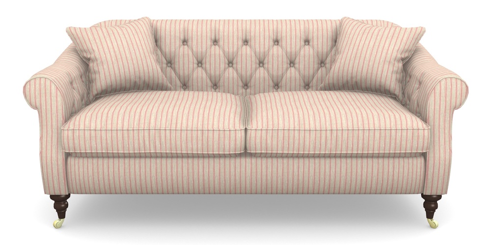 Product photograph of Abbotsbury 3 Seater Sofa In Cloth 18 Stripes - Ticking - Cranberry from Sofas and Stuff Limited