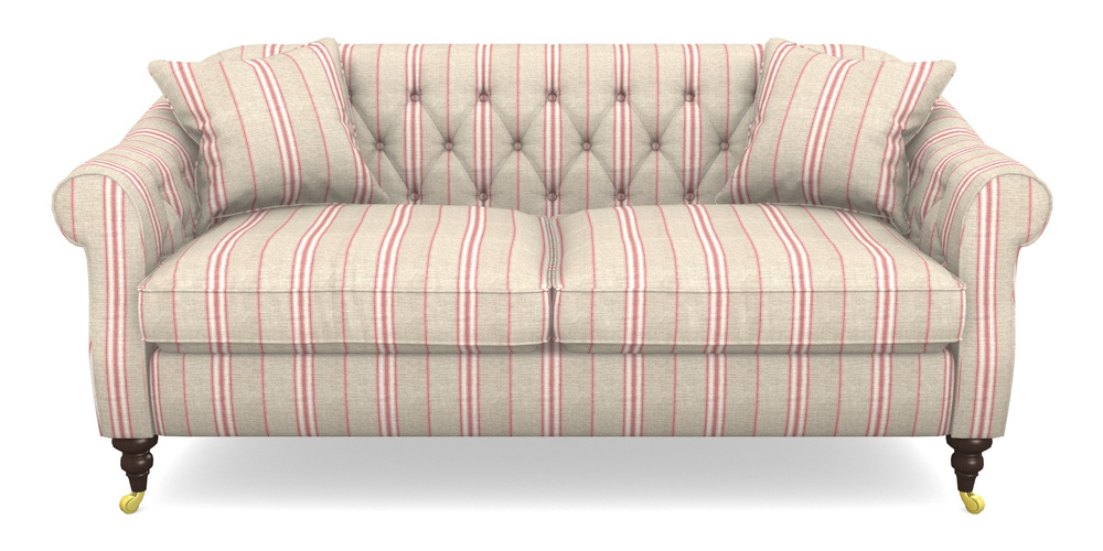 Product photograph of Abbotsbury 3 Seater Sofa In Cloth 18 Stripes - Regimental - Cranberry from Sofas and Stuff Limited