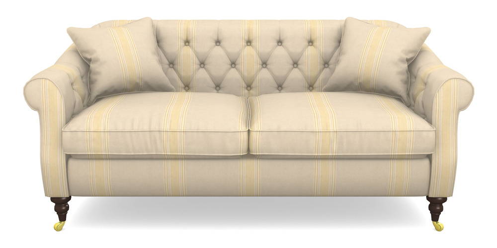 Product photograph of Abbotsbury 3 Seater Sofa In Cloth 22 - Racing Stripes Cheltenham - Lemon from Sofas and Stuff Limited