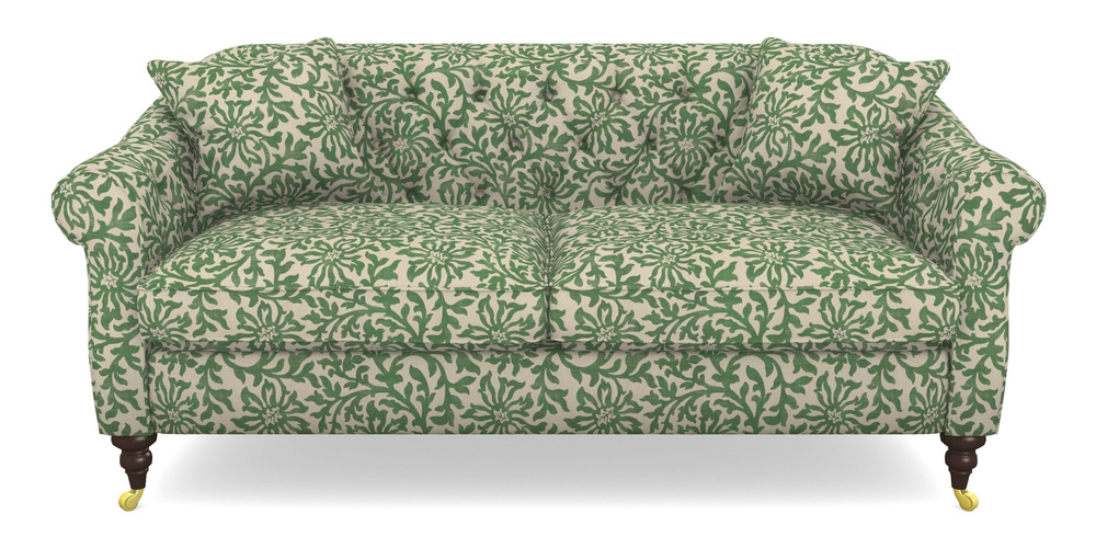 Product photograph of Abbotsbury 3 Seater Sofa In V A Brompton Collection - Floral Scroll - Basil from Sofas and Stuff Limited