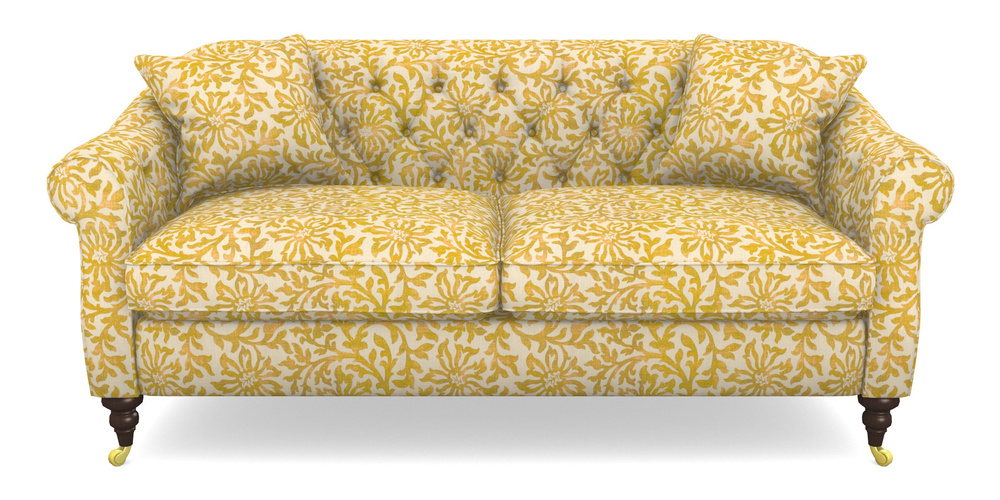 Product photograph of Abbotsbury 3 Seater Sofa In V A Brompton Collection - Floral Scroll - Corn from Sofas and Stuff Limited