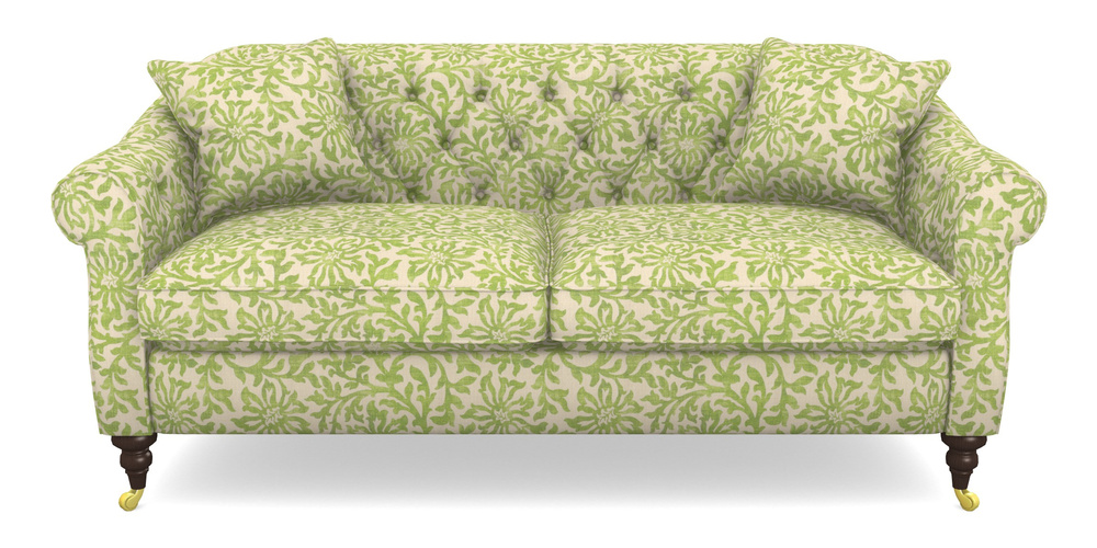 Product photograph of Abbotsbury 3 Seater Sofa In V A Brompton Collection - Floral Scroll - Lime from Sofas and Stuff Limited