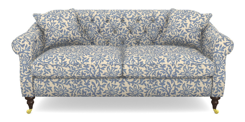 Product photograph of Abbotsbury 3 Seater Sofa In V A Brompton Collection - Floral Scroll - Morning Blue from Sofas and Stuff Limited