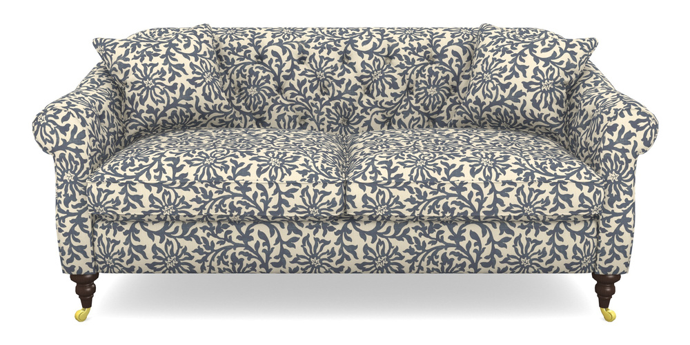 Product photograph of Abbotsbury 3 Seater Sofa In V A Brompton Collection - Floral Scroll - Midnight Blue from Sofas and Stuff Limited