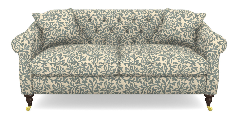Product photograph of Abbotsbury 3 Seater Sofa In V A Brompton Collection - Floral Scroll - Pebble from Sofas and Stuff Limited