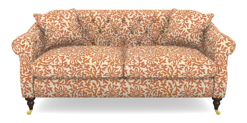 Product photograph of Abbotsbury 3 Seater Sofa In V A Brompton Collection - Floral Scroll - Terracotta from Sofas and Stuff Limited