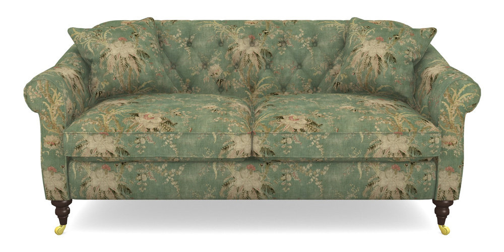 Product photograph of Abbotsbury 3 Seater Sofa In Floral Linen - Zefferino Emerald from Sofas and Stuff Limited