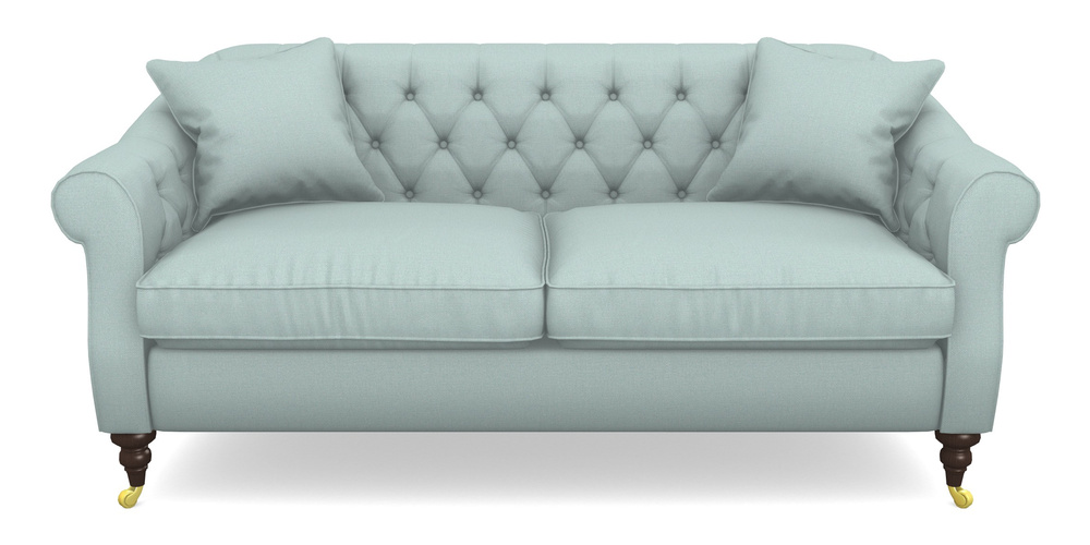 Product photograph of Abbotsbury 3 Seater Sofa In Plain Linen Cotton - Robins Egg from Sofas and Stuff Limited