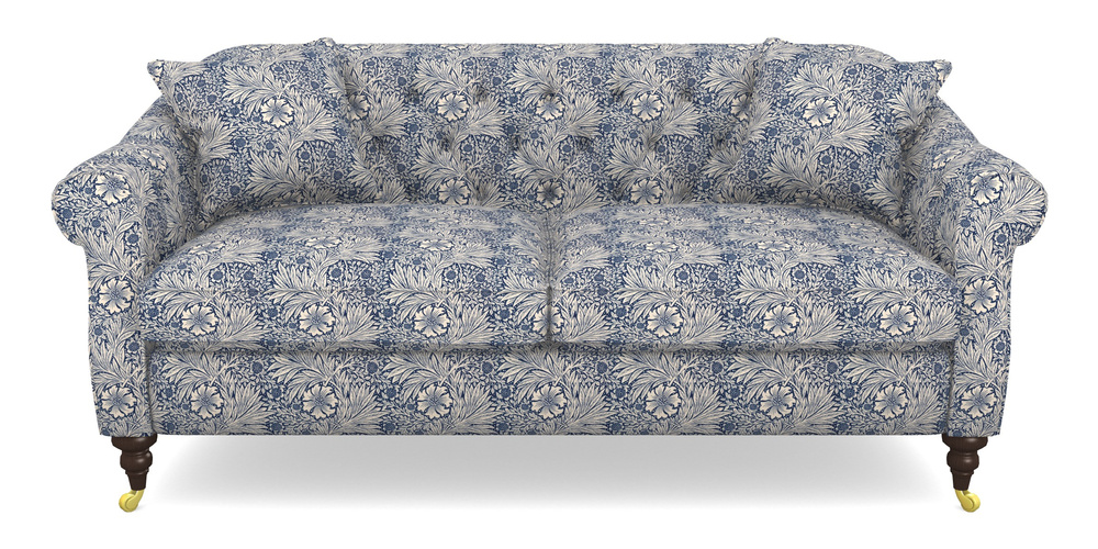 Product photograph of Abbotsbury 3 Seater Sofa In William Morris Collection - Marigold - Indigo Linen from Sofas and Stuff Limited