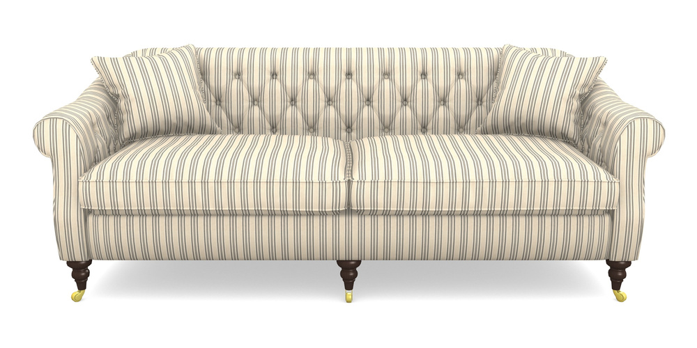 Product photograph of Abbotsbury 4 Seater Sofa In Cloth 22 - Racing Stripes Ayr - Charcoal from Sofas and Stuff Limited