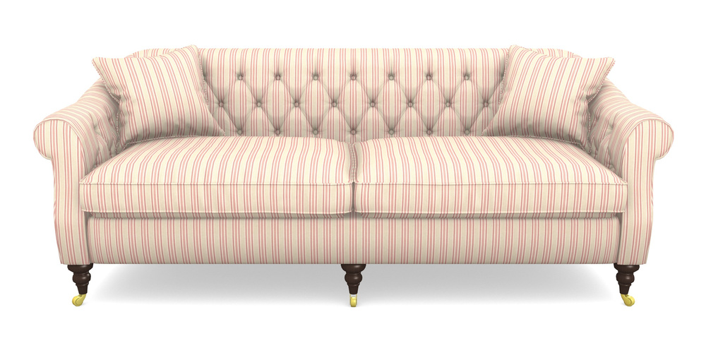 Product photograph of Abbotsbury 4 Seater Sofa In Cloth 22 - Racing Stripes Ayr - Cherry from Sofas and Stuff Limited