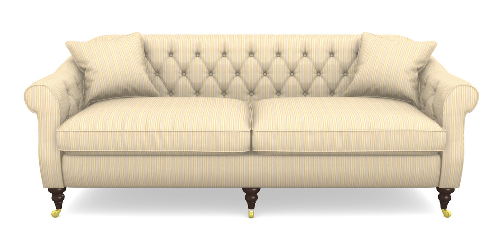 Product photograph of Abbotsbury 4 Seater Sofa In Cloth 22 - Racing Stripes Ayr - Lemon from Sofas and Stuff Limited