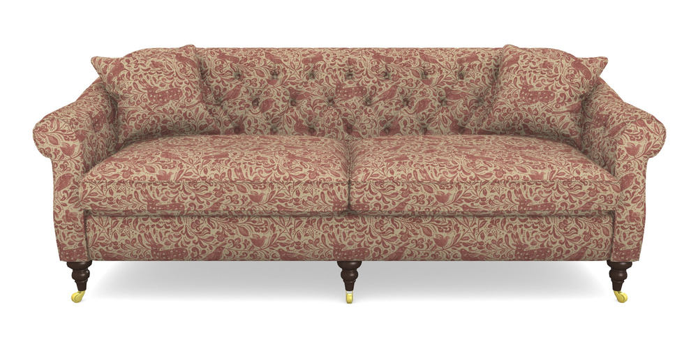 Product photograph of Abbotsbury 4 Seater Sofa In V A Drawn From Nature - Bird And Rabbit - Red from Sofas and Stuff Limited