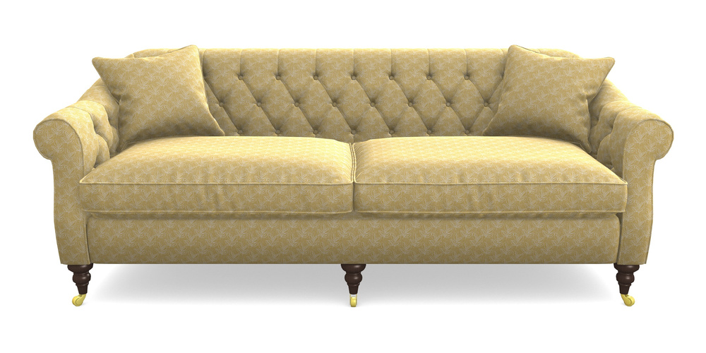 Product photograph of Abbotsbury 4 Seater Sofa In Cloth 21 - Decorative Leaf - Canary from Sofas and Stuff Limited