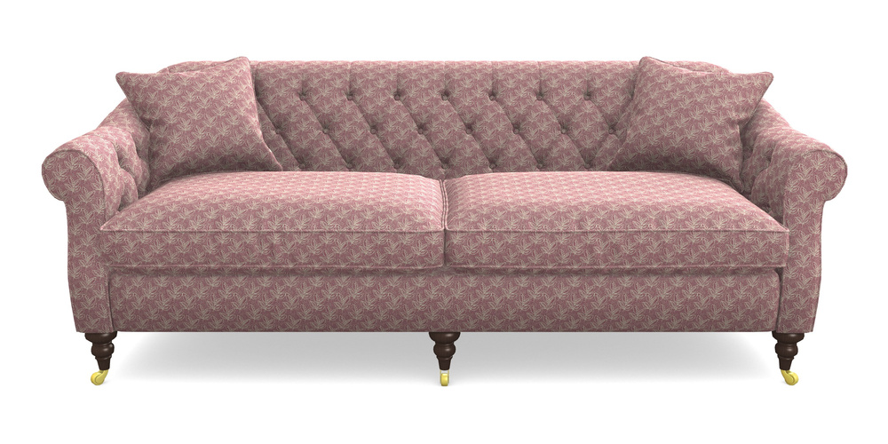 Product photograph of Abbotsbury 4 Seater Sofa In Cloth 21 - Decorative Leaf - Cassis from Sofas and Stuff Limited