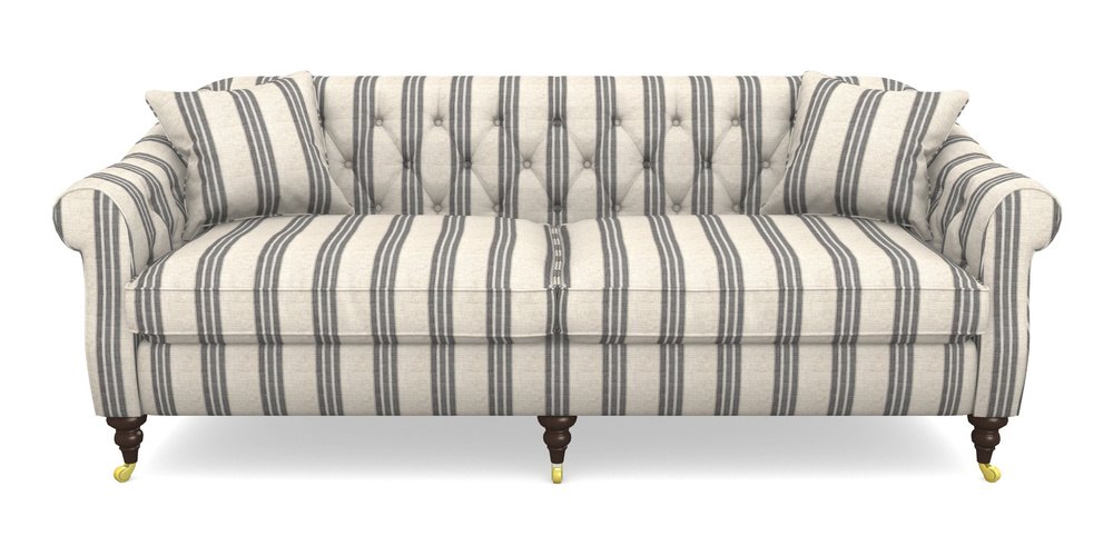 Product photograph of Abbotsbury 4 Seater Sofa In Cloth 18 Stripes - Bengal - Bible Black from Sofas and Stuff Limited