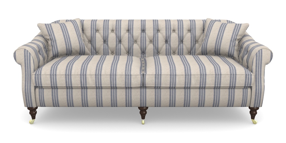 Product photograph of Abbotsbury 4 Seater Sofa In Cloth 18 Stripes - Bengal - Indigo from Sofas and Stuff Limited