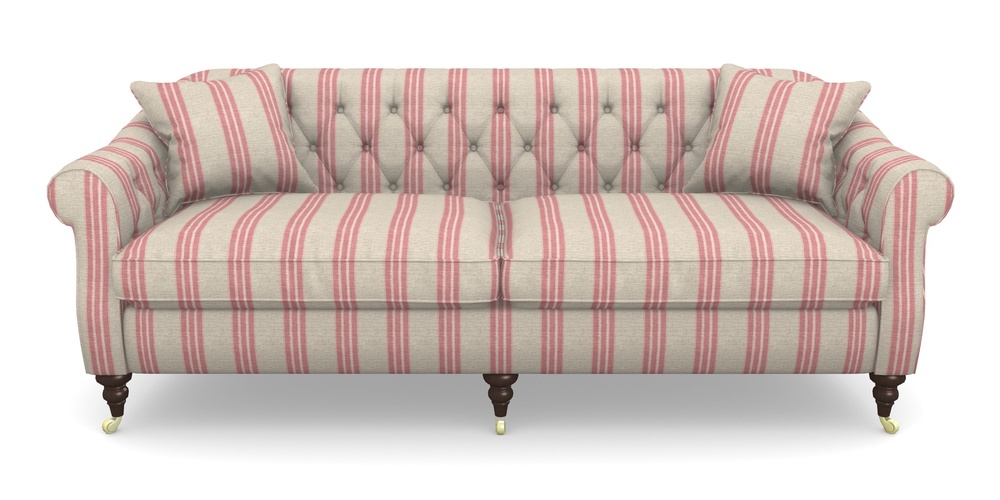 Product photograph of Abbotsbury 4 Seater Sofa In Cloth 18 Stripes - Bengal - Cranberry from Sofas and Stuff Limited
