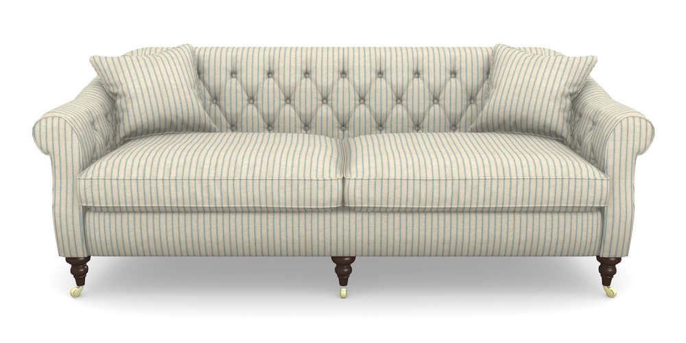 Product photograph of Abbotsbury 4 Seater Sofa In Cloth 18 Stripes - Ticking - Basil from Sofas and Stuff Limited