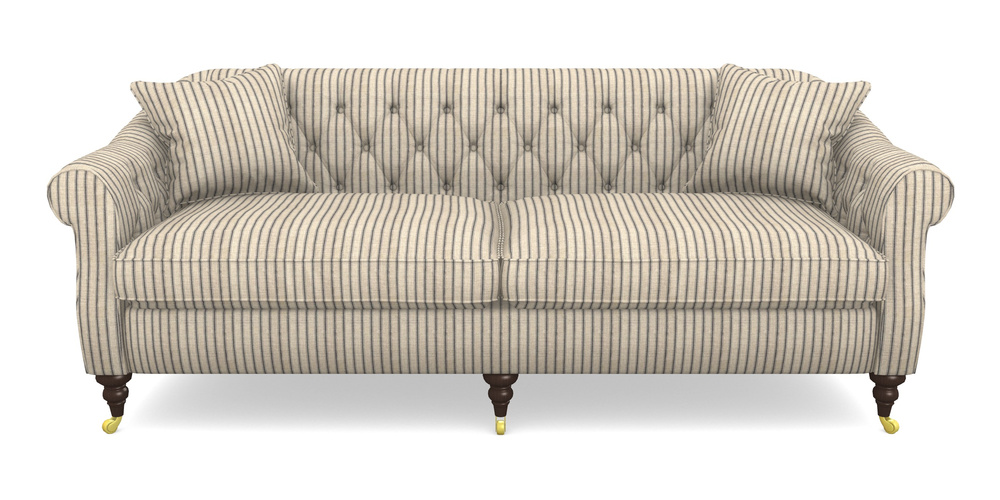 Product photograph of Abbotsbury 4 Seater Sofa In Cloth 18 Stripes - Ticking - Bible Black from Sofas and Stuff Limited