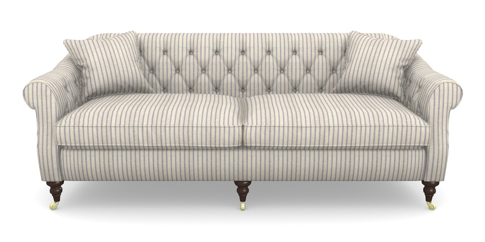 Product photograph of Abbotsbury 4 Seater Sofa In Cloth 18 Stripes - Ticking - Indigo from Sofas and Stuff Limited