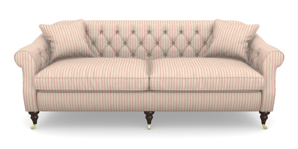Product photograph of Abbotsbury 4 Seater Sofa In Cloth 18 Stripes - Ticking - Cranberry from Sofas and Stuff Limited