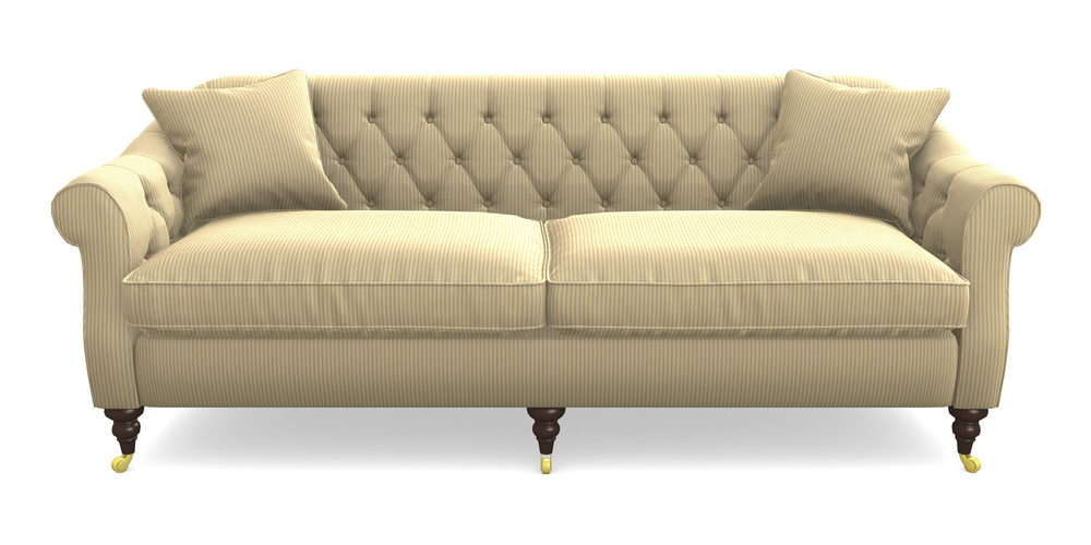 Product photograph of Abbotsbury 4 Seater Sofa In Cloth 21 - Simple Stripe - Canary from Sofas and Stuff Limited