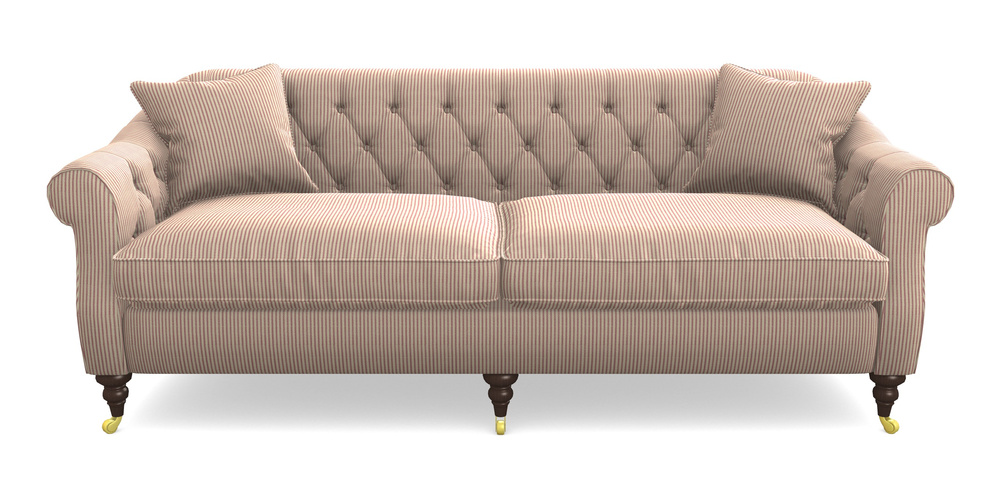 Product photograph of Abbotsbury 4 Seater Sofa In Cloth 21 - Simple Stripe - Cassis from Sofas and Stuff Limited
