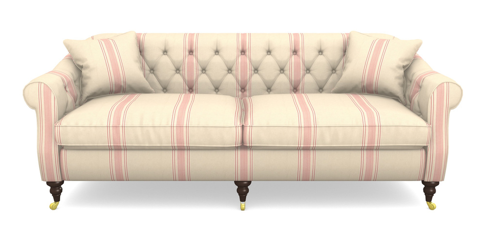 Product photograph of Abbotsbury 4 Seater Sofa In Cloth 22 - Racing Stripes Cheltenham - Cherry from Sofas and Stuff Limited