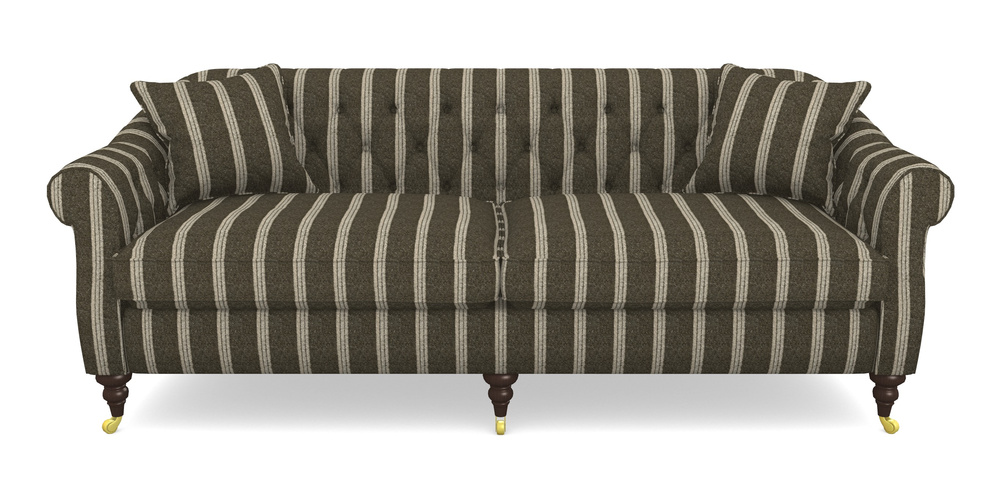 Product photograph of Abbotsbury 4 Seater Sofa In Cloth 20 - Design 2 - Olive Stripe from Sofas and Stuff Limited
