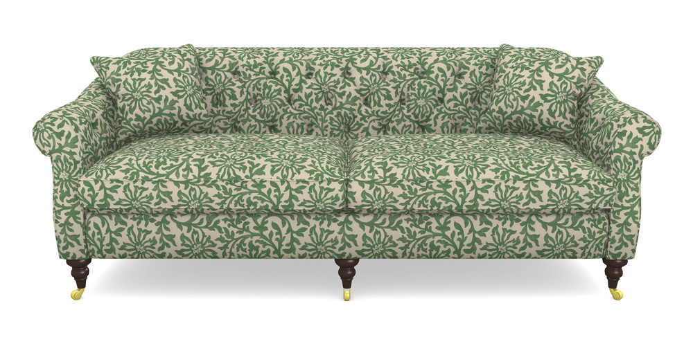 Product photograph of Abbotsbury 4 Seater Sofa In V A Brompton Collection - Floral Scroll - Basil from Sofas and Stuff Limited