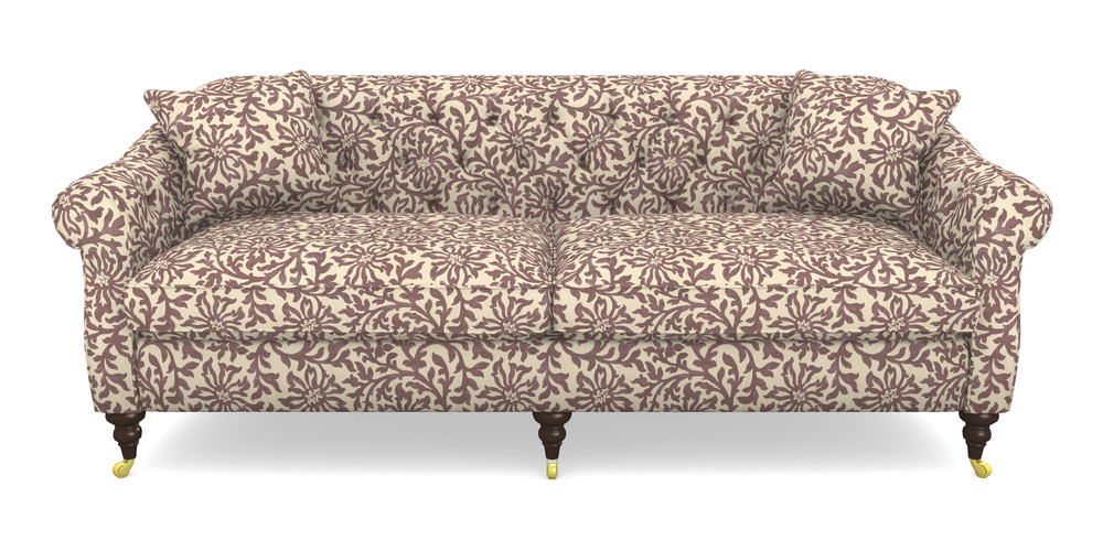 Product photograph of Abbotsbury 4 Seater Sofa In V A Brompton Collection - Floral Scroll - Cacao from Sofas and Stuff Limited