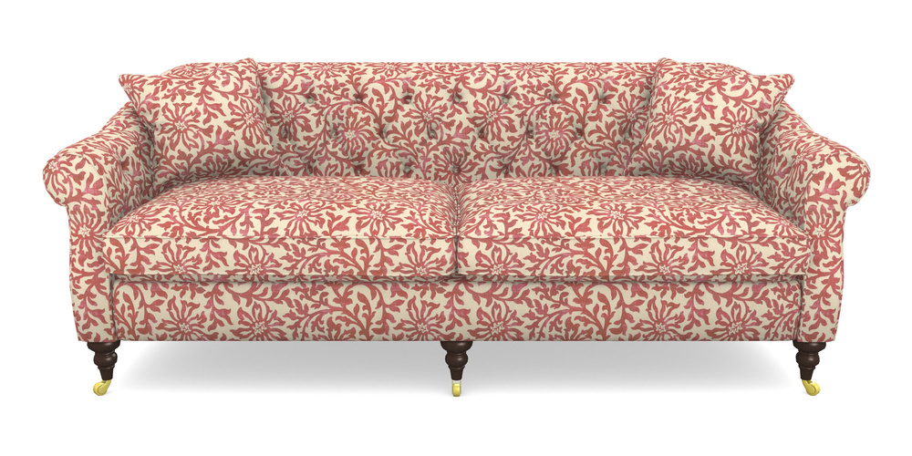 Product photograph of Abbotsbury 4 Seater Sofa In V A Brompton Collection - Floral Scroll - Chilli from Sofas and Stuff Limited