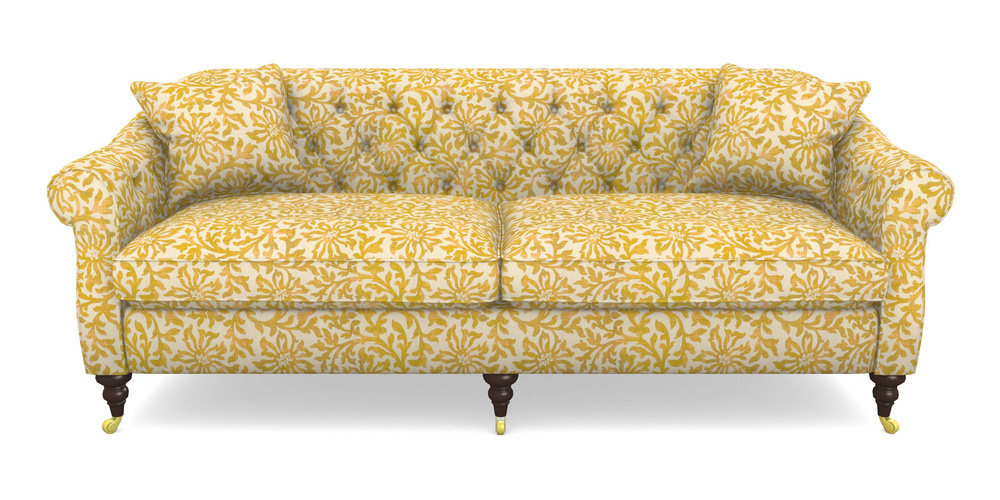 Product photograph of Abbotsbury 4 Seater Sofa In V A Brompton Collection - Floral Scroll - Corn from Sofas and Stuff Limited