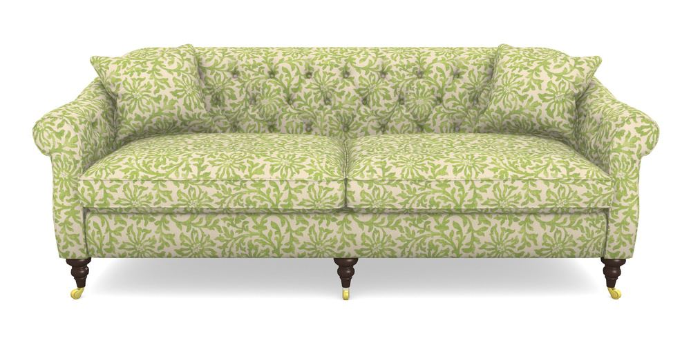 Product photograph of Abbotsbury 4 Seater Sofa In V A Brompton Collection - Floral Scroll - Lime from Sofas and Stuff Limited