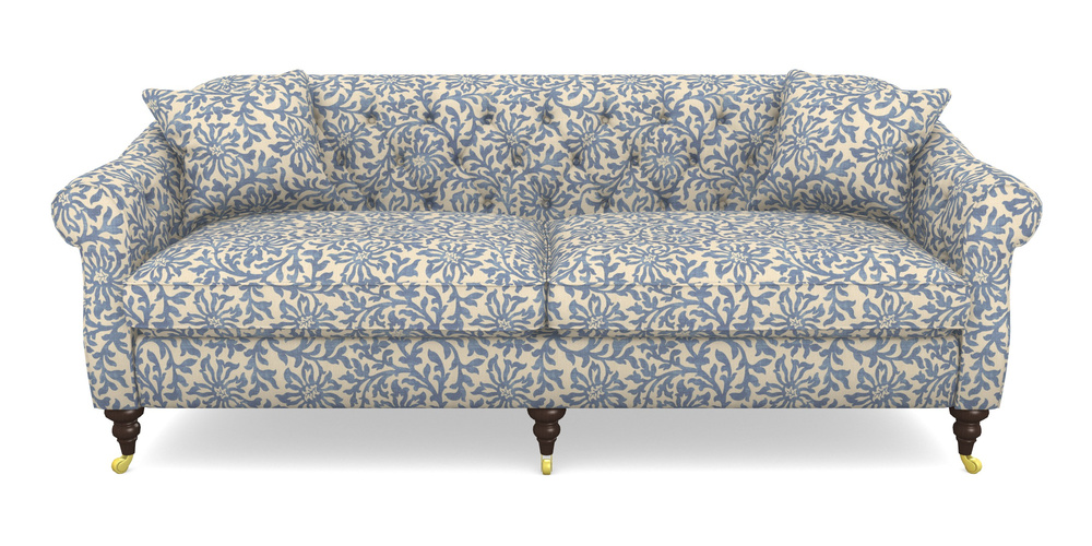 Product photograph of Abbotsbury 4 Seater Sofa In V A Brompton Collection - Floral Scroll - Morning Blue from Sofas and Stuff Limited