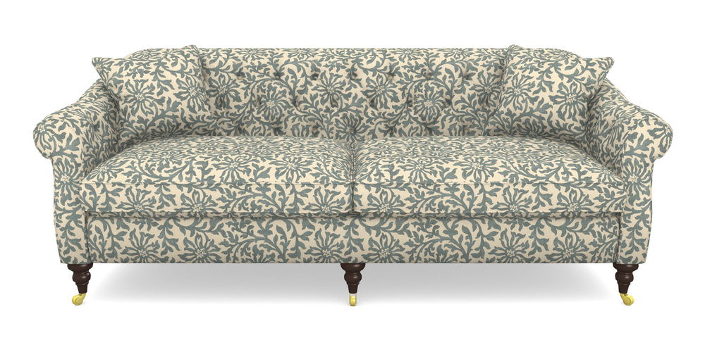 Product photograph of Abbotsbury 4 Seater Sofa In V A Brompton Collection - Floral Scroll - Pebble from Sofas and Stuff Limited