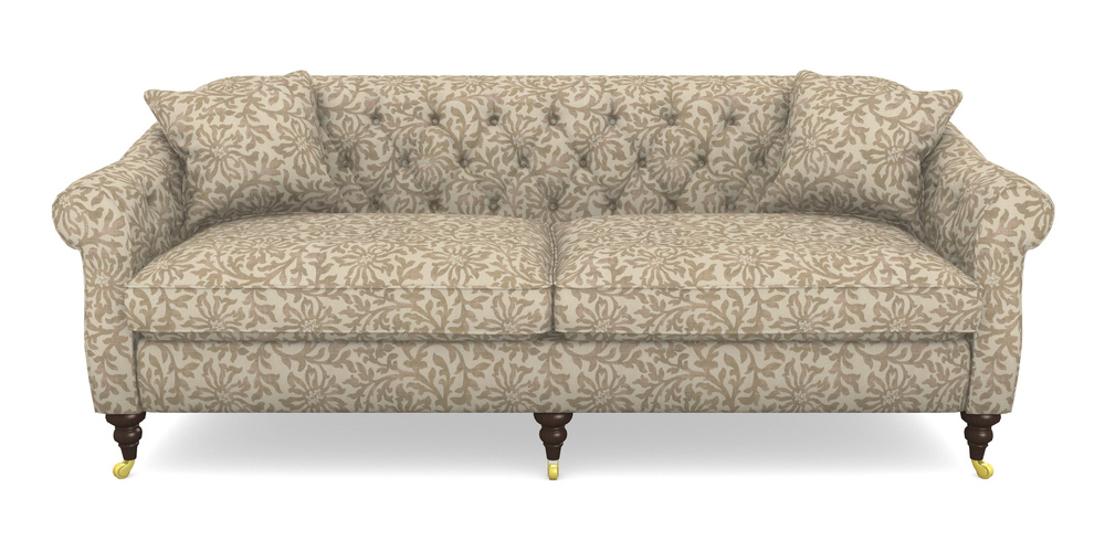 Product photograph of Abbotsbury 4 Seater Sofa In V A Brompton Collection - Floral Scroll - Assam Tea from Sofas and Stuff Limited