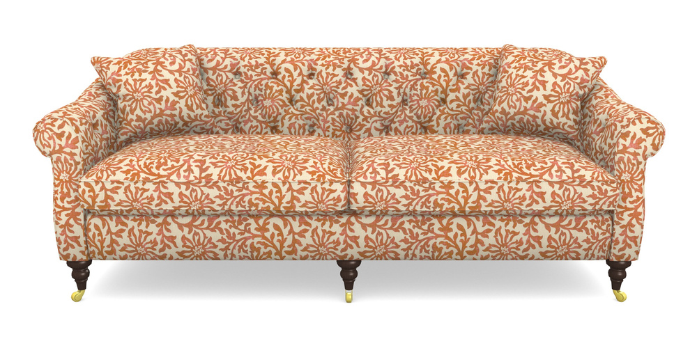 Product photograph of Abbotsbury 4 Seater Sofa In V A Brompton Collection - Floral Scroll - Terracotta from Sofas and Stuff Limited