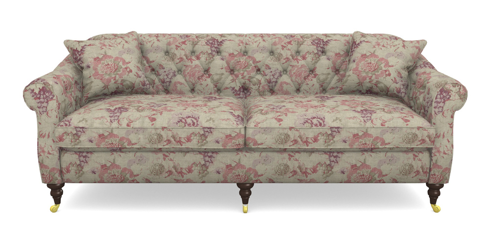 Product photograph of Abbotsbury 4 Seater Sofa In Floral Linen - Faith Rose Quartz from Sofas and Stuff Limited