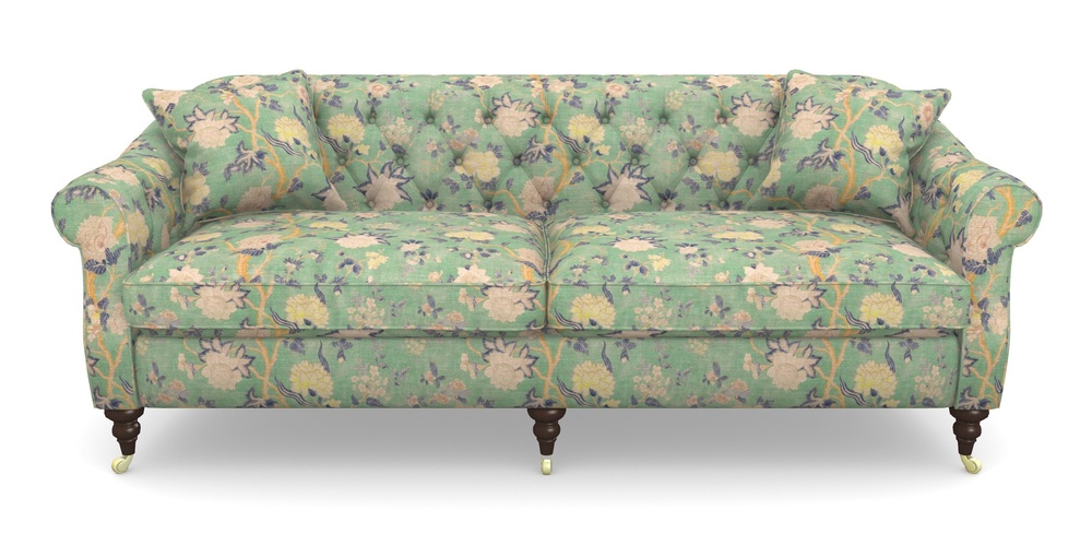 Product photograph of Abbotsbury 4 Seater Sofa In Floral Linen - Even So Verde from Sofas and Stuff Limited