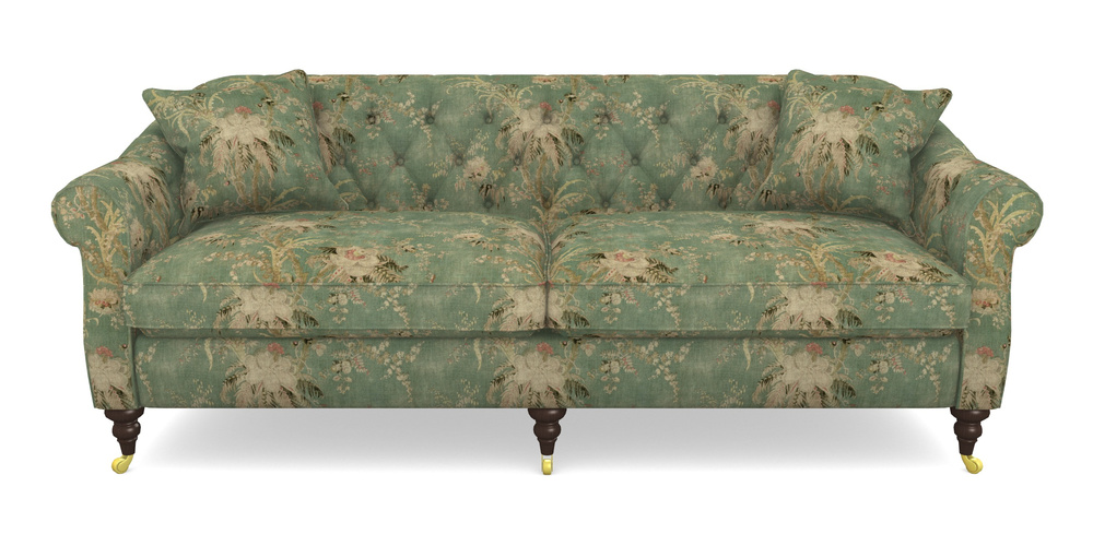Product photograph of Abbotsbury 4 Seater Sofa In Floral Linen - Zefferino Emerald from Sofas and Stuff Limited