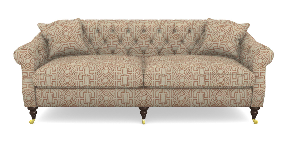 Product photograph of Abbotsbury 4 Seater Sofa In Rhs Collection - Large Knot Garden Linen - Terracotta from Sofas and Stuff Limited