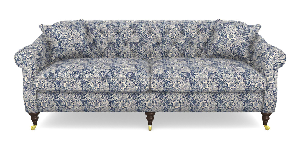 Product photograph of Abbotsbury 4 Seater Sofa In William Morris Collection - Marigold - Indigo Linen from Sofas and Stuff Limited