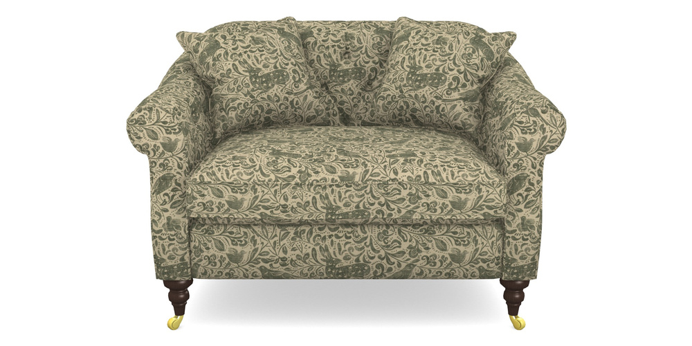 Product photograph of Abbotsbury Snuggler In V A Drawn From Nature - Bird And Rabbit - Dark Green from Sofas and Stuff Limited