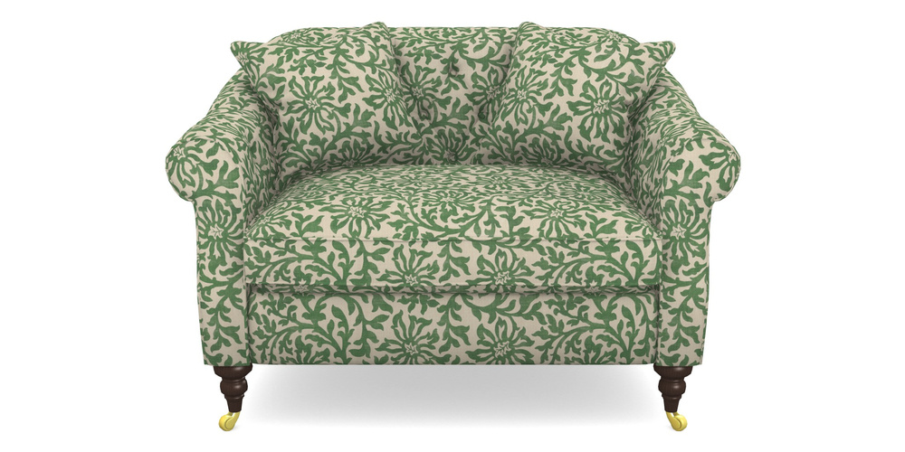 Product photograph of Abbotsbury Snuggler In V A Brompton Collection - Floral Scroll - Basil from Sofas and Stuff Limited