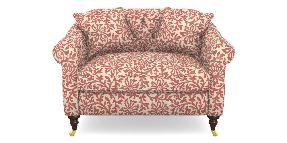 Product photograph of Abbotsbury Snuggler In V A Brompton Collection - Floral Scroll - Chilli from Sofas and Stuff Limited